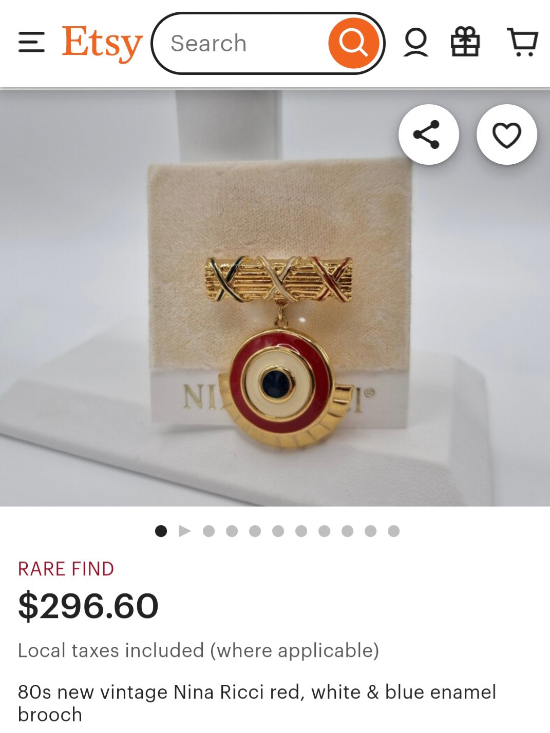 Vintažinė Nina Ricci sagė