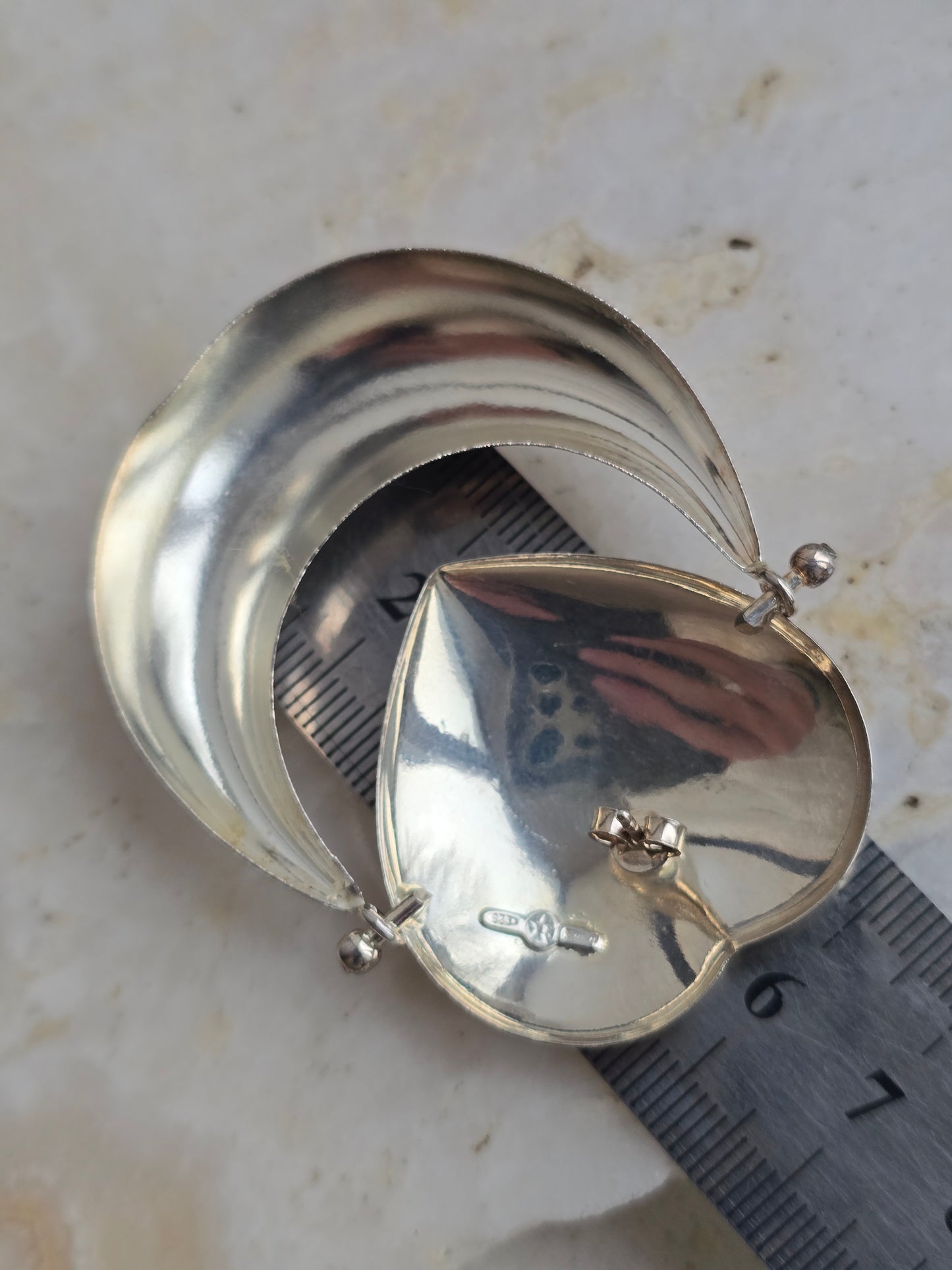 Vintažiniai paauksuoti sidabriniai(925) auskarai širdelės