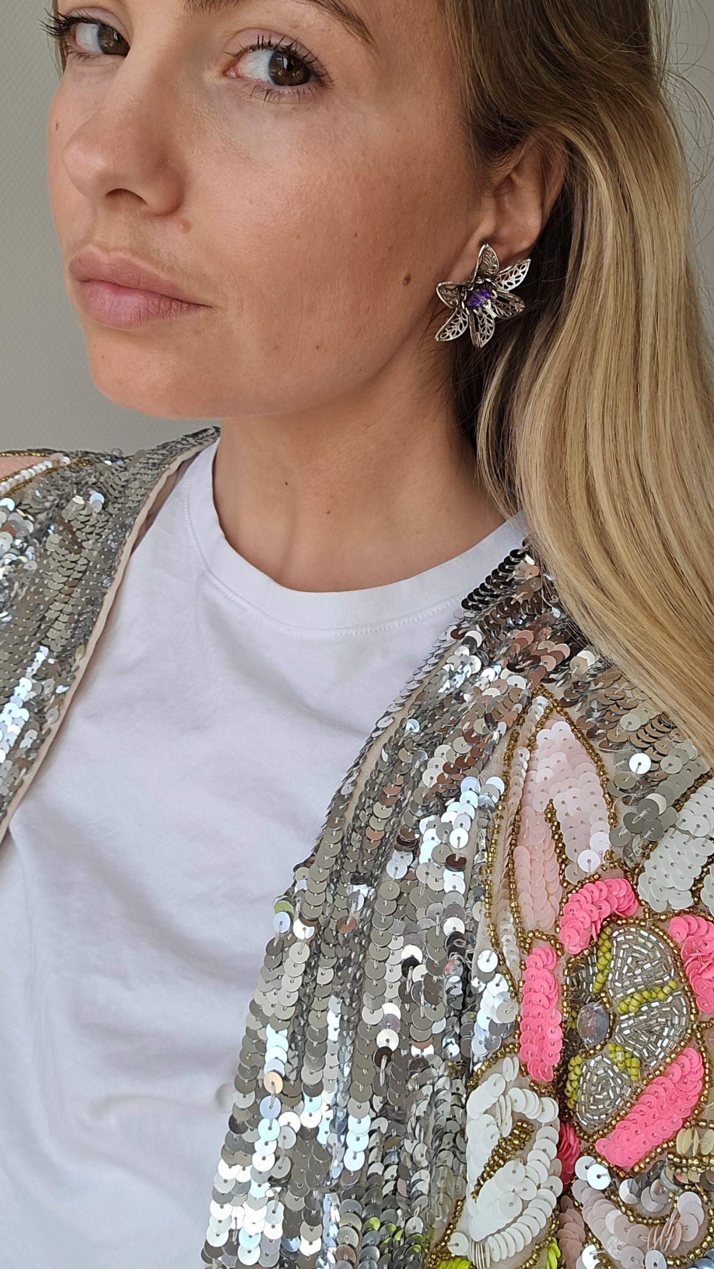 Vintažiniai sidabro spalvos klipsai