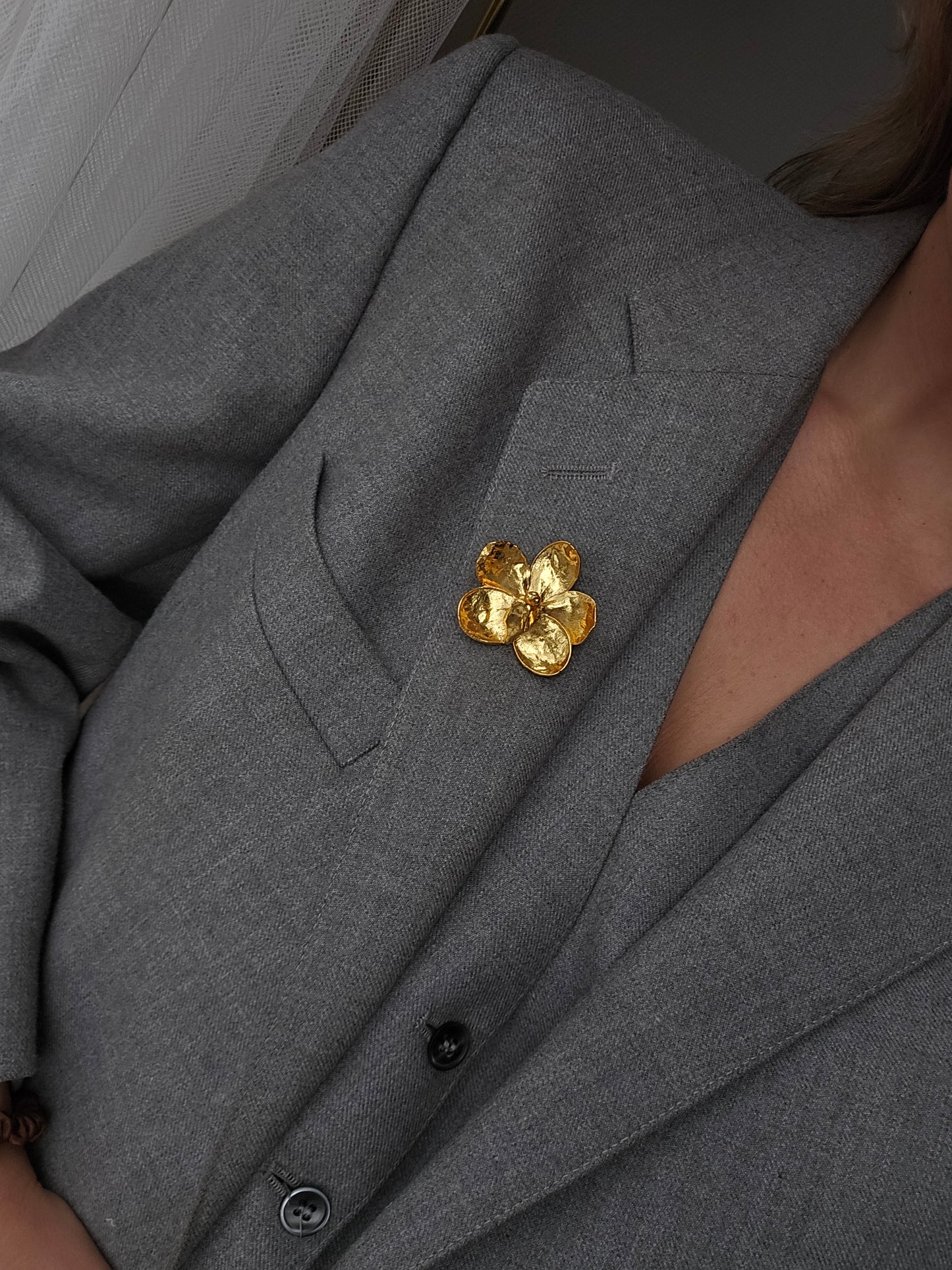 Sagė orchidėja Tikras Gėlės Žiedas padengtas 22k auksu