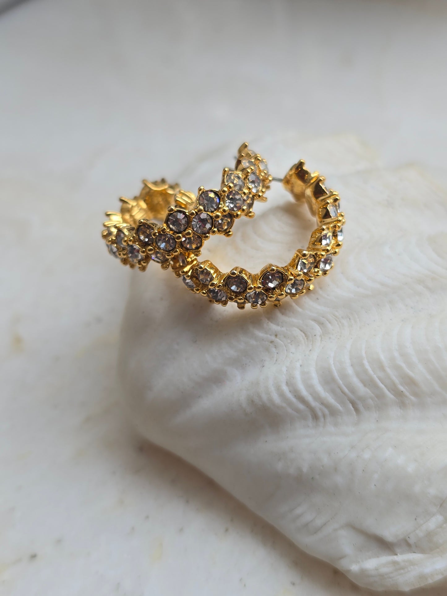 Aukso spalvos Swarovski auskarai rinkelės