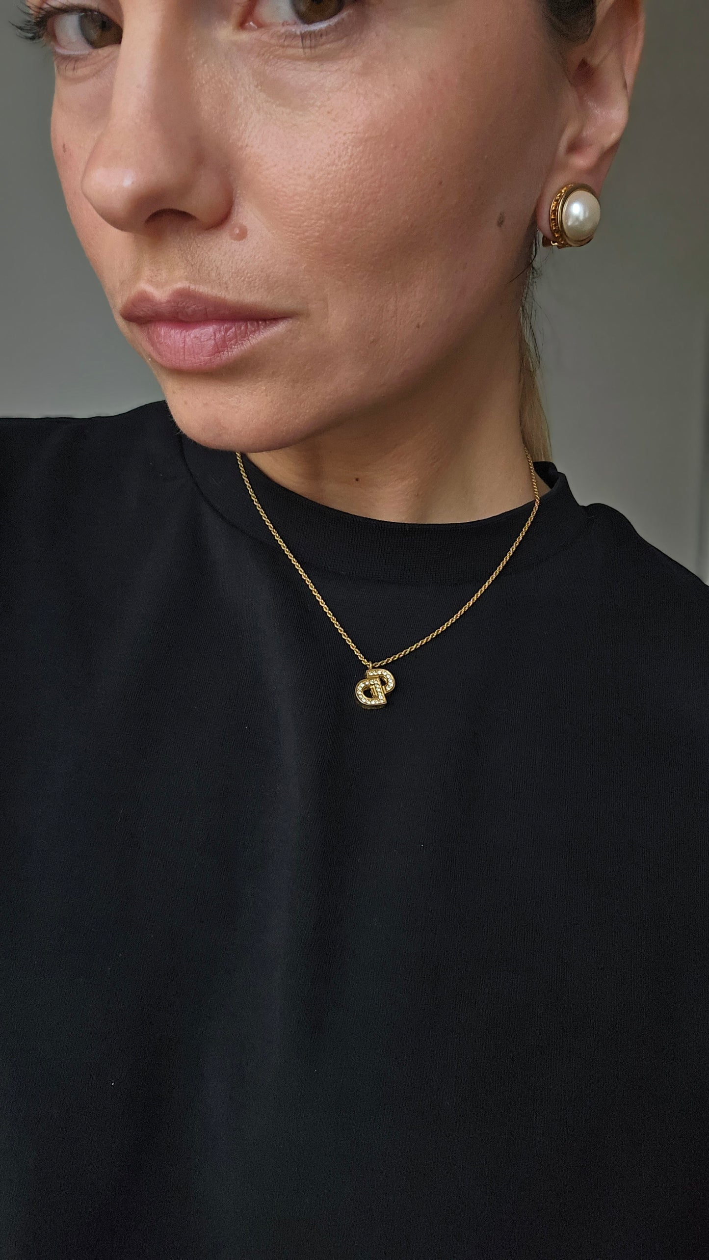 Vintažiai Christian Dior klipsai su akriliniu perliuku