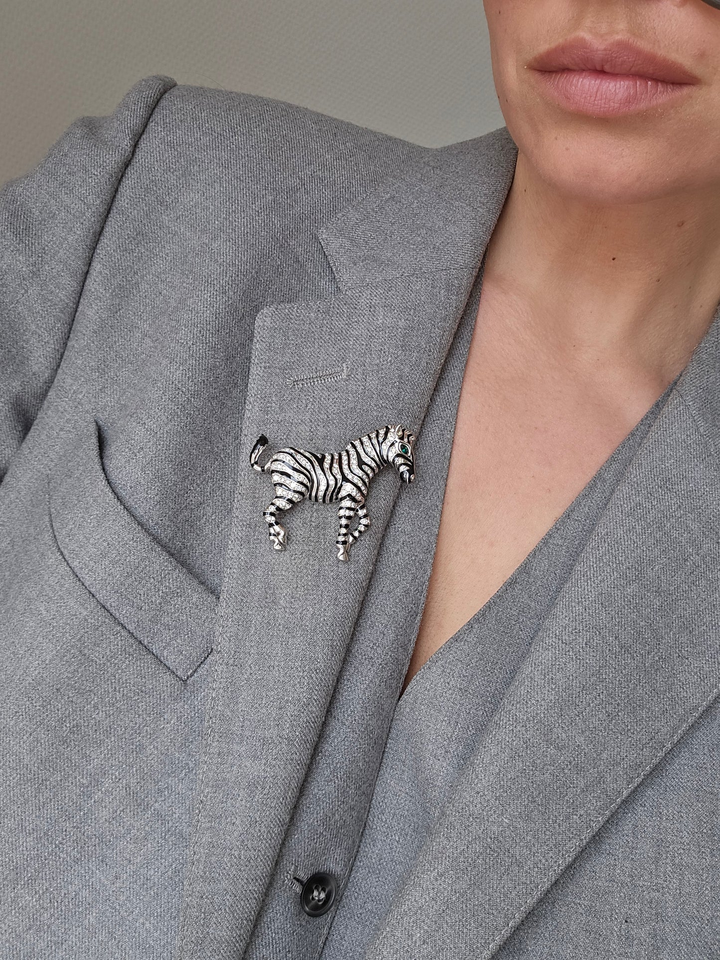 Vintažinė CABOUCHON sagė zebras