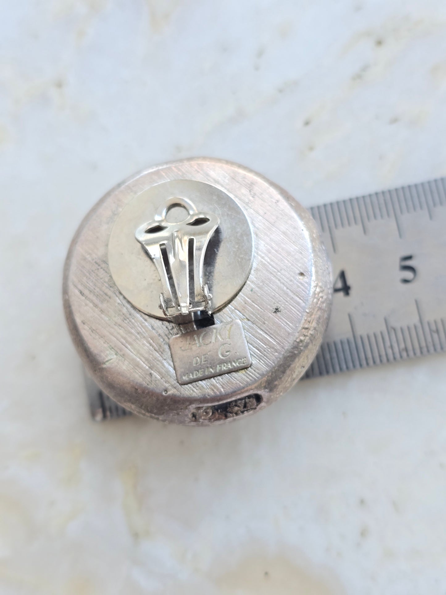 Vintažiniai JACKIE DE G sidabro spalvos klipsai