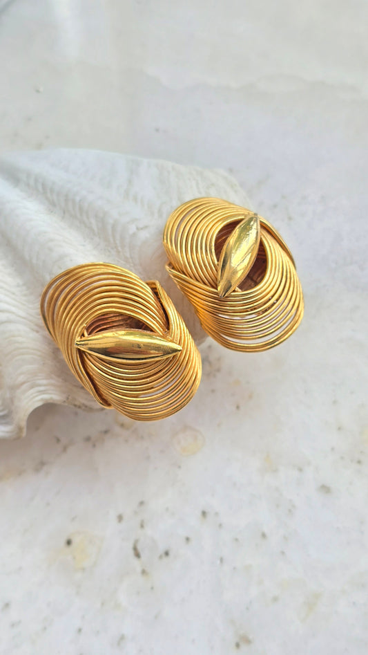 Vintage gold-tone clip-on earrings