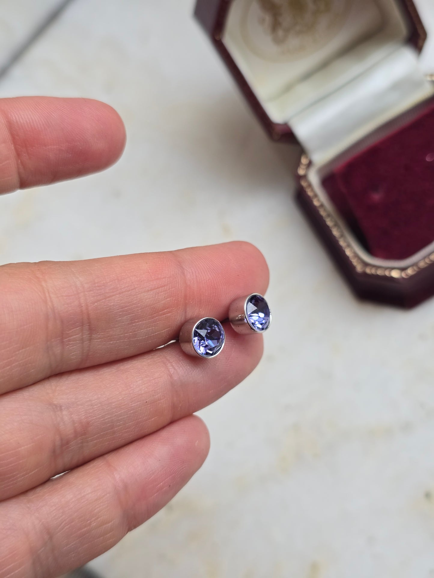 Sidabro spalvos Swarovski auskarai