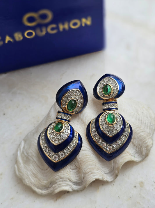 Vintažiniai CABOUCHON klipsai originalioje dėžutėje