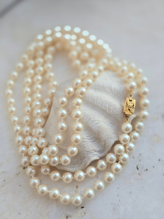 Vintažinis MONET stiklo perlų ilgas kaklo papuošalas