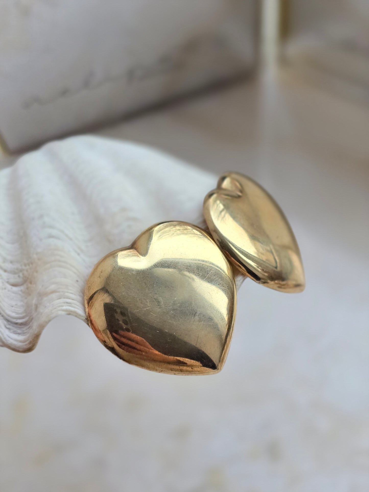 Vintažinės paauksuotos sidabrinės(925) širdelės klipsai