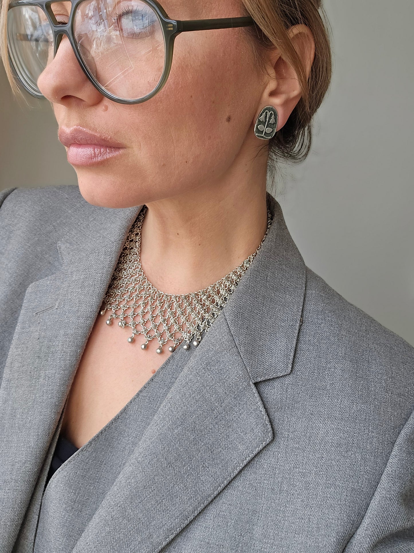 Vintažiniai sidabro spalvos auskarai