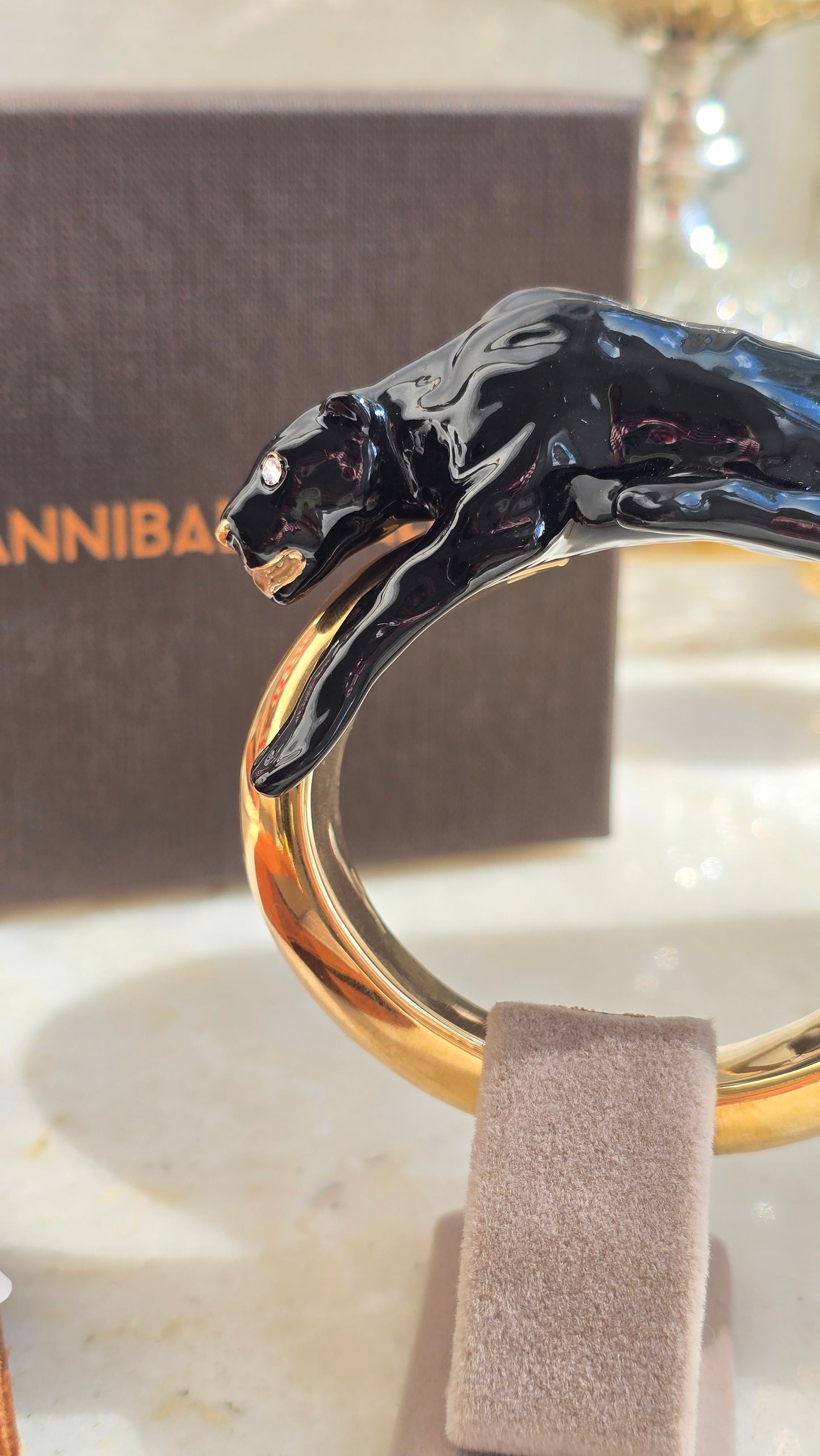 Annibale Baldini Gilded Black Leopard Bracelet