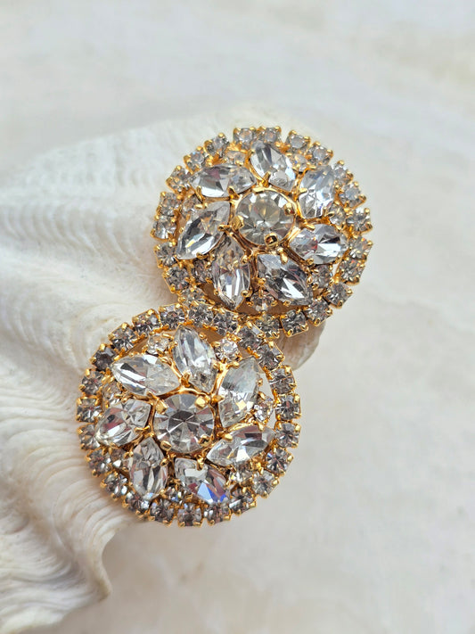 Vintažiniai AGATHA PARIS klipsai su stiklo kristalais