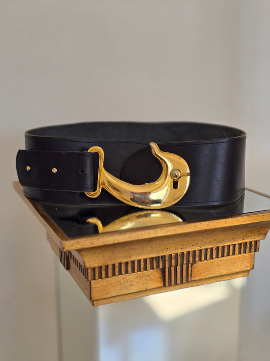 Vintažinis odinis platus diržas