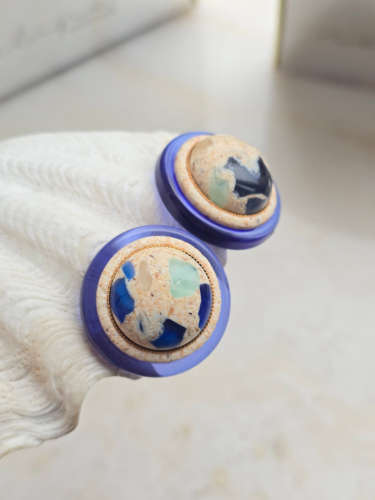 Vintažiniai akriliniai klipsai terazzo / Italija