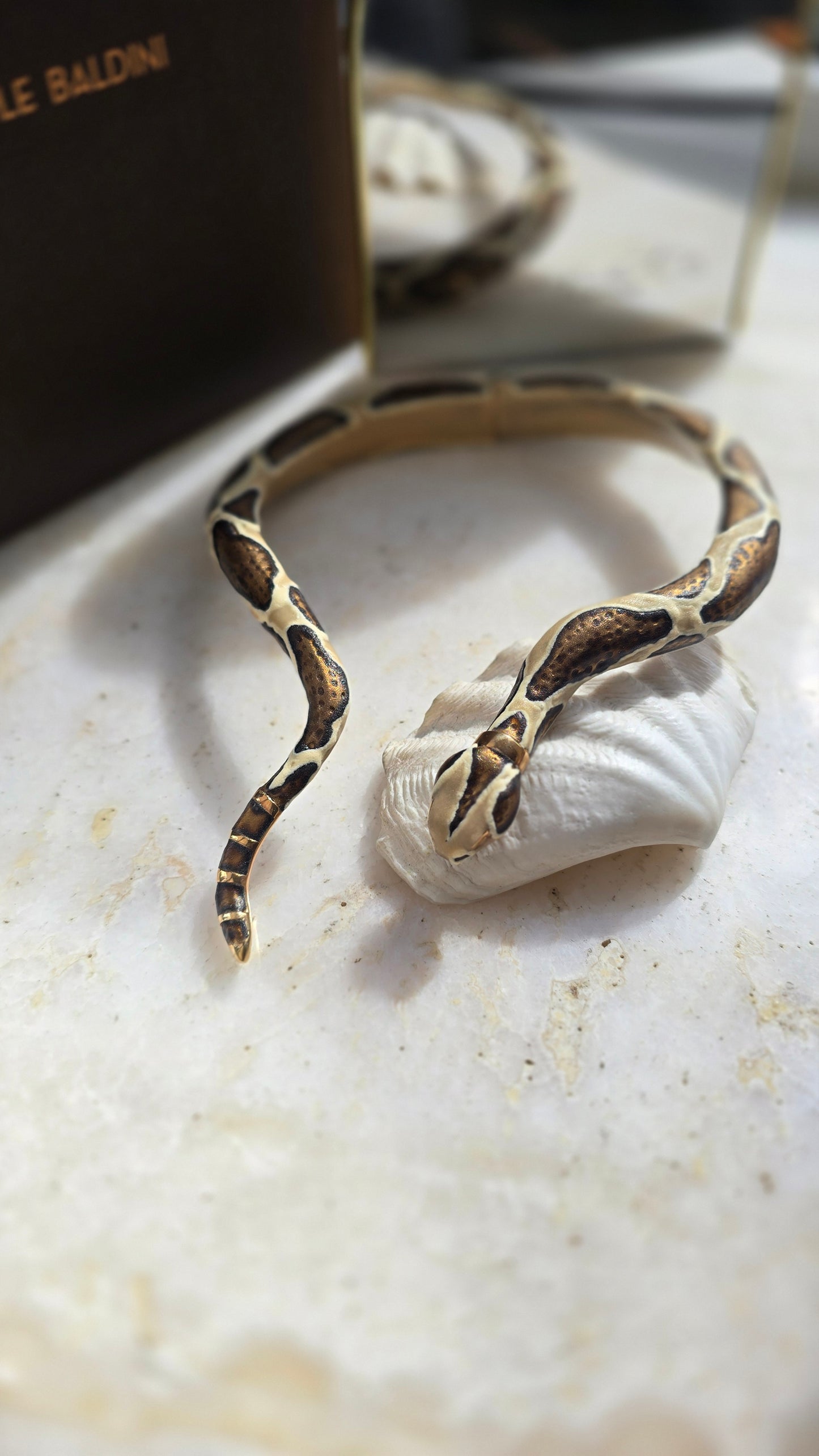 Annibale Baldini gold-plated python-print necklace mini