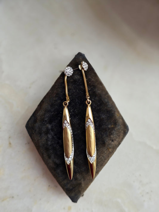 Paauksuoti 22k auksu Swarovski Atelier ilgi auskarai 2in1