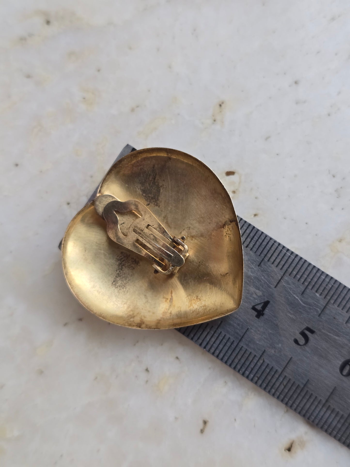 Vintažinės paauksuotos sidabrinės(925) širdelės klipsai