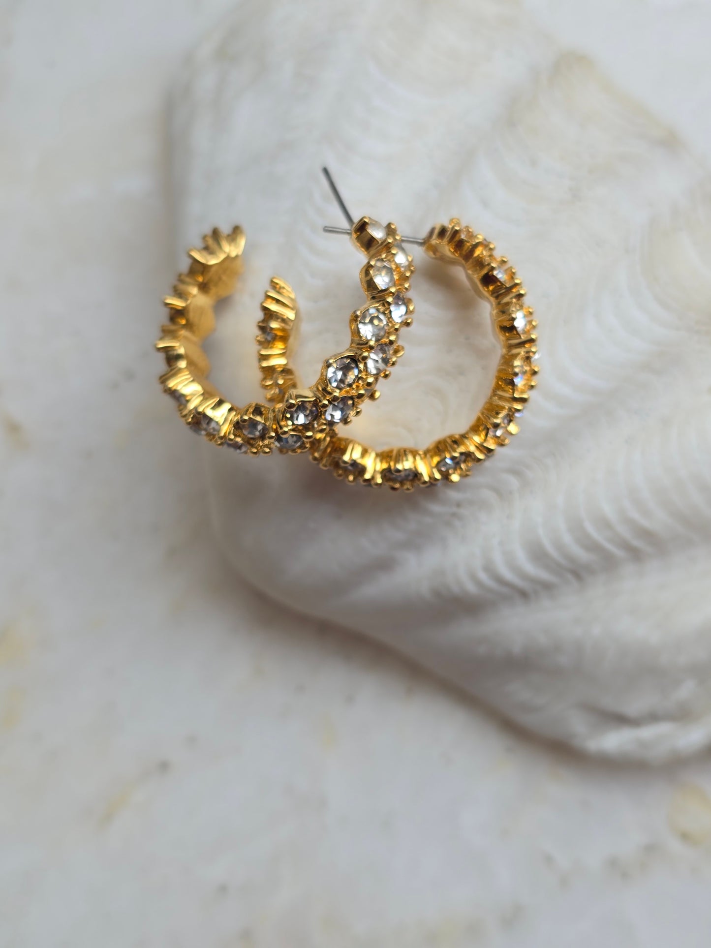 Aukso spalvos Swarovski auskarai rinkelės