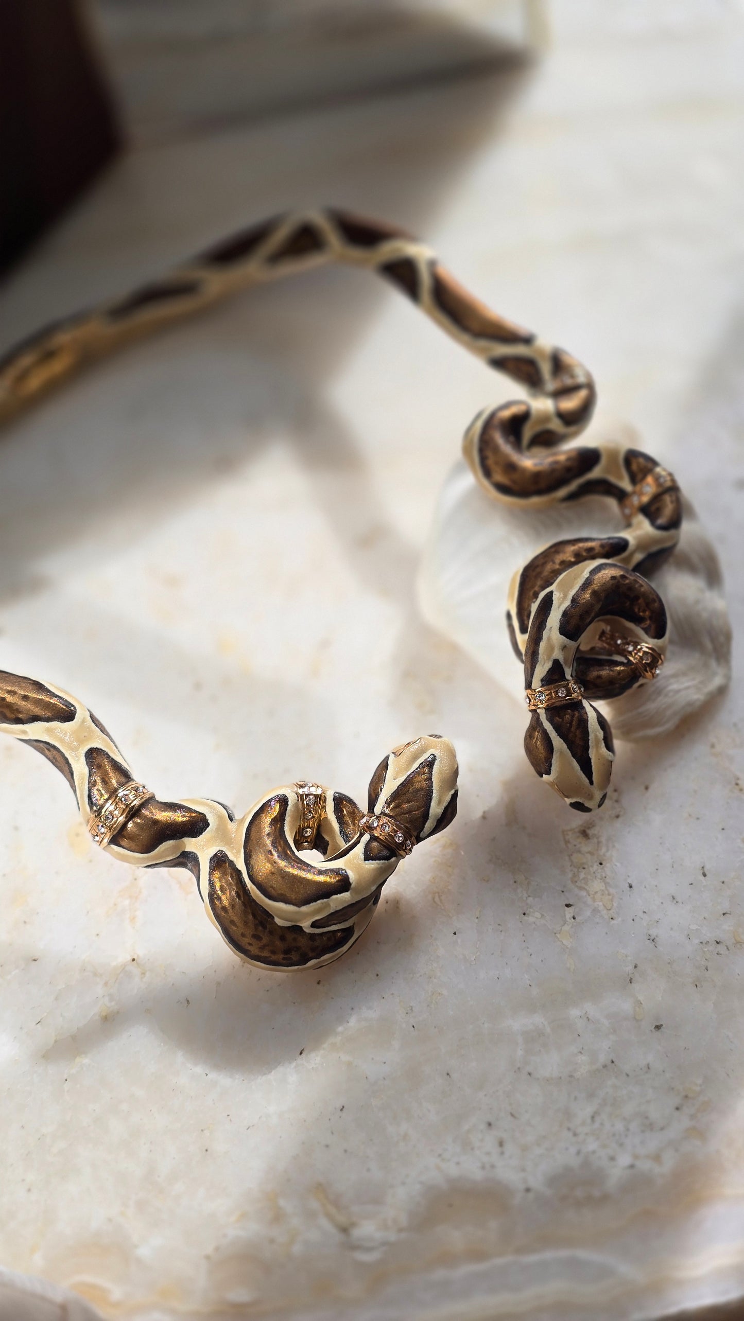 Annibale Baldini gold-plated python-pattern necklace with Swarovski crystals