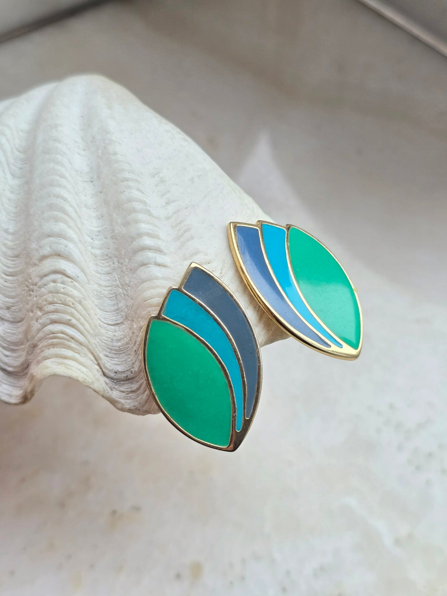 Vintažiniai klipsai su emale