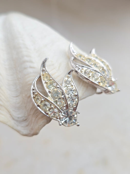 Vintažiniai Sarah Coventry klipsai su stiklo kristalais