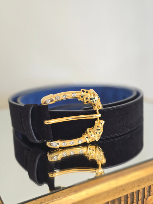 Natūralios klijuotos odos diržas su vintažine sagtim