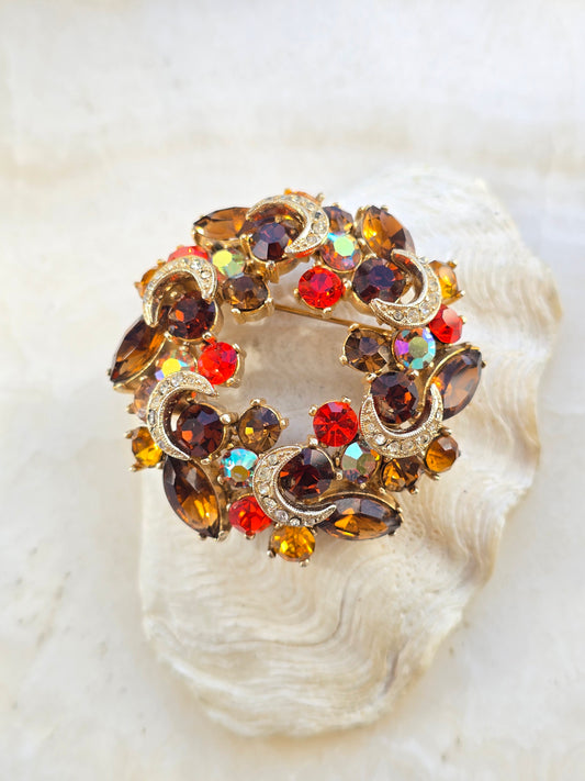 Vintažinė SPHINX stiklo skristalų sagė mėnulis