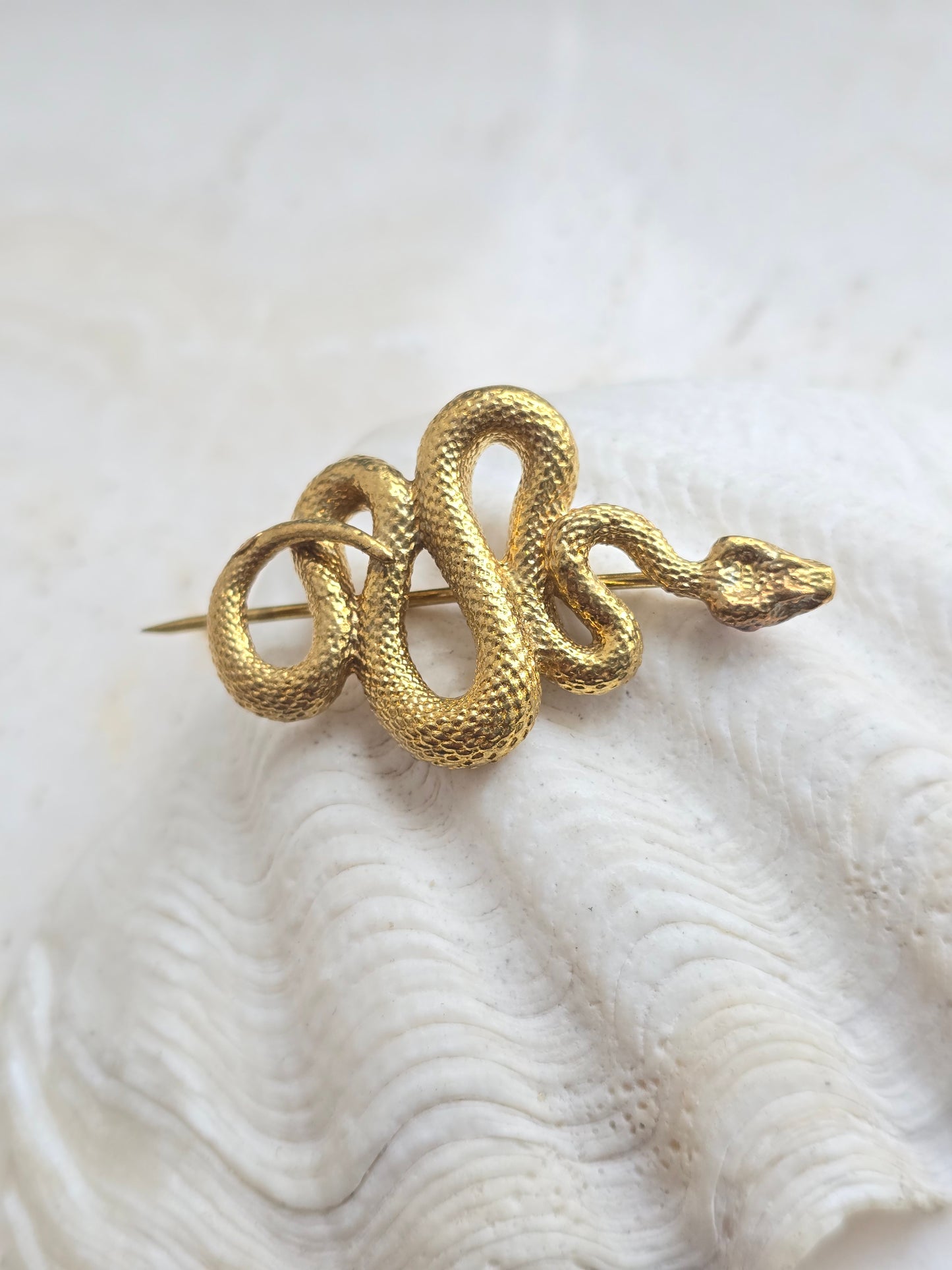 Aukso spalvos sagė smeigtukas gyvatė