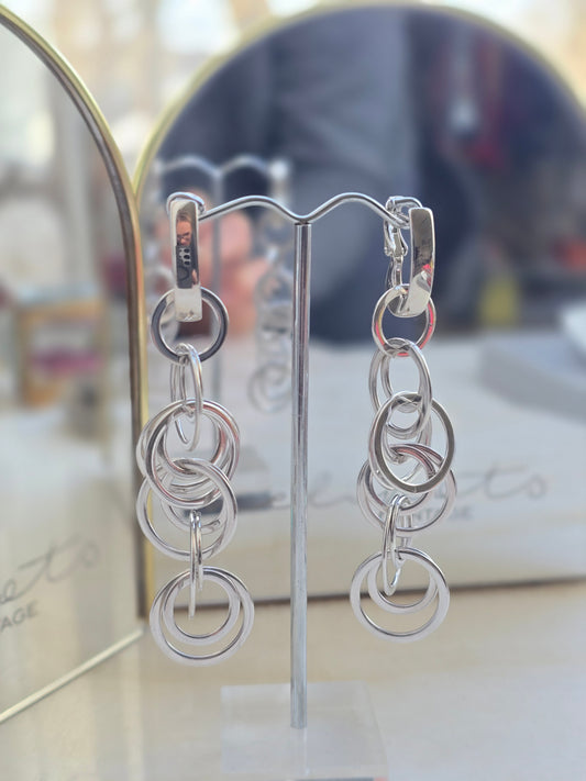 Vintažiniai sidabro spalvos PIERRE LANG auskarai transformeriai