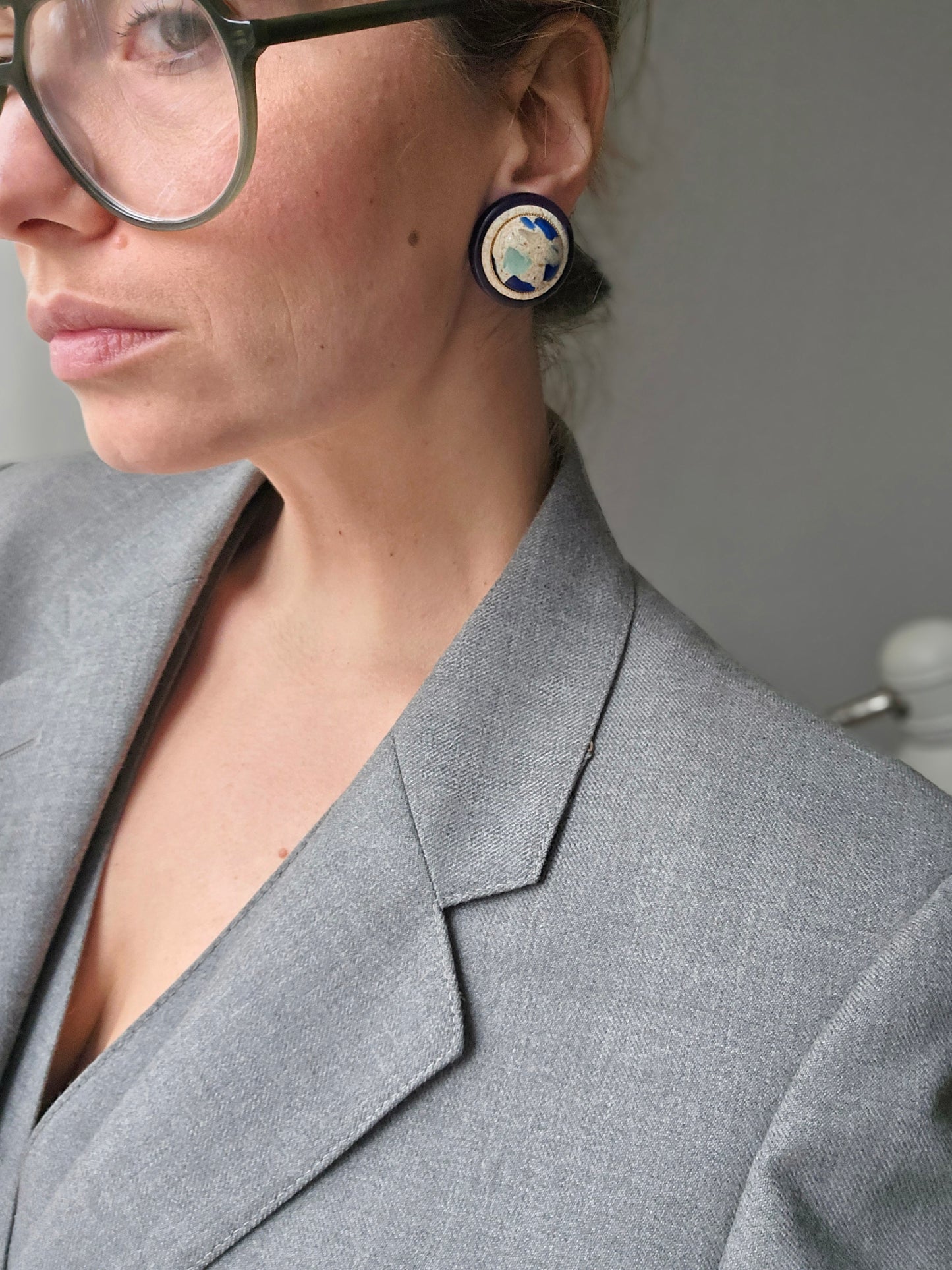 Vintažiniai akriliniai klipsai terazzo / Italija