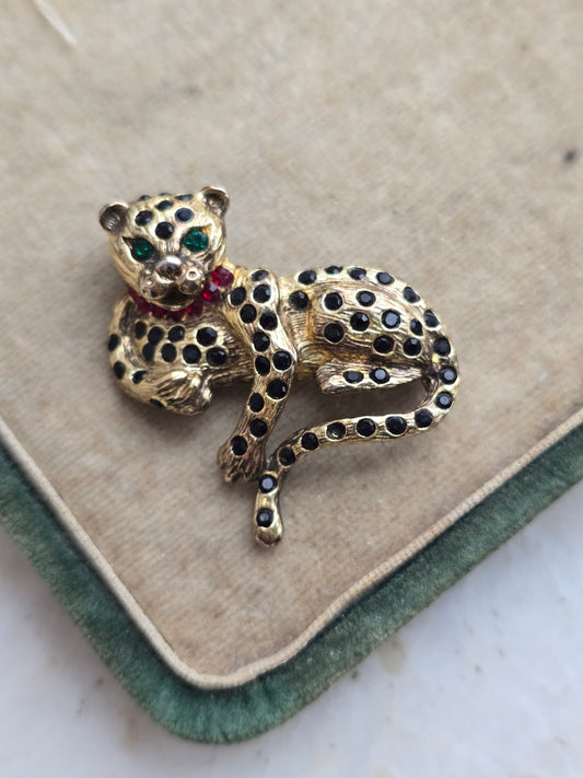 Vintažine sidabrinė 925 sagė leopardas