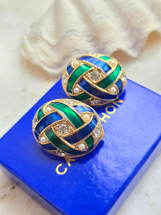 Vintažiniai CABOUCHON klipsai originalioje dėžutėje