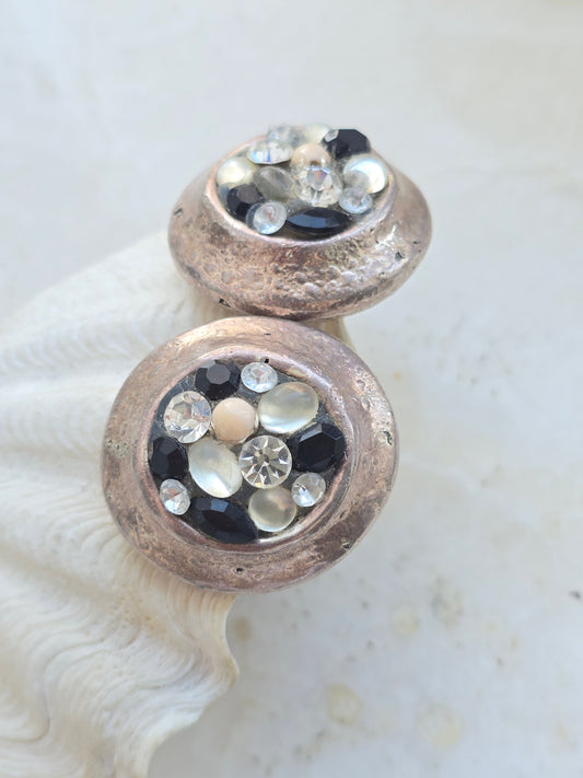 Vintažiniai JACKIE DE G sidabro spalvos klipsai