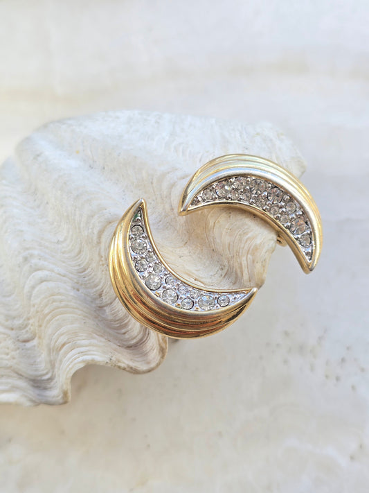 Vintažiniai aukso spalvos klipsai mėnuliai