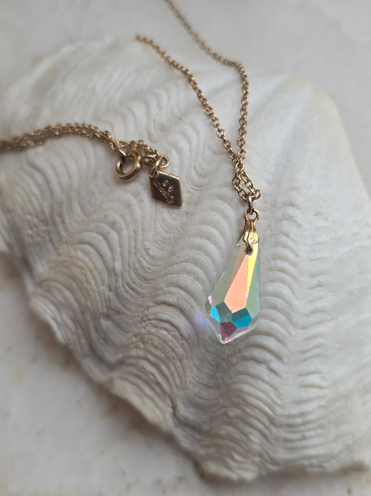 Vintažinis Sarah Coventry kaklo papuošalas su stiklo kristalu