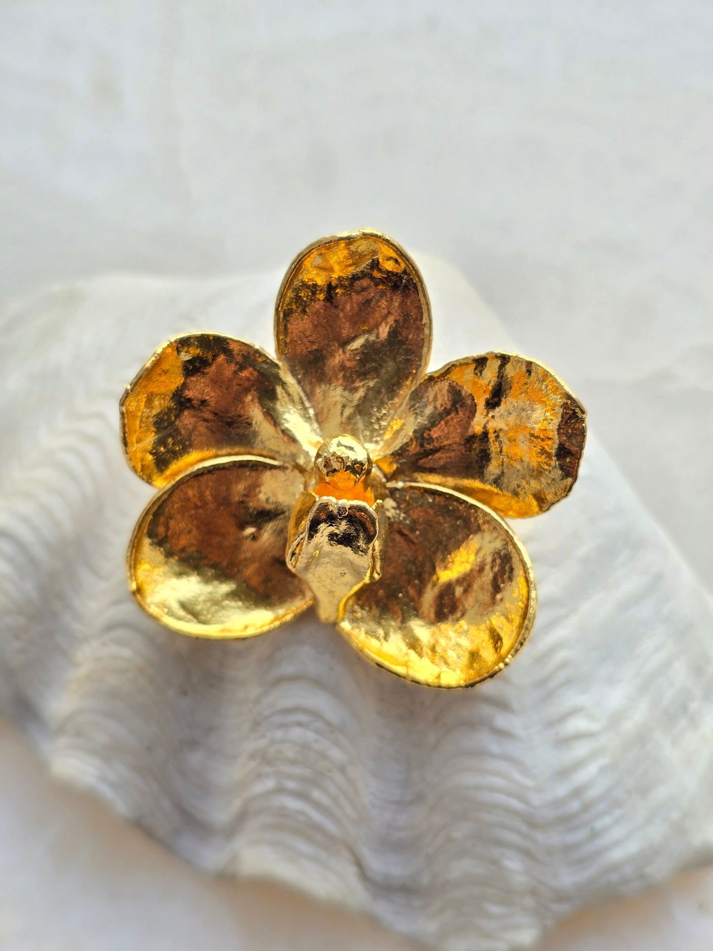 Sagė orchidėja Tikras Gėlės Žiedas padengtas 22k auksu