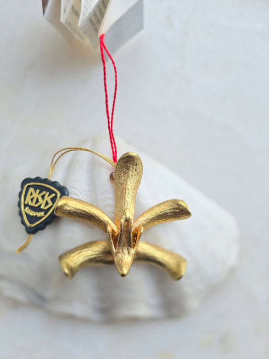 RISIS 22k paauksuotas tikros orhidėjos žiedas kaklo papuošalas