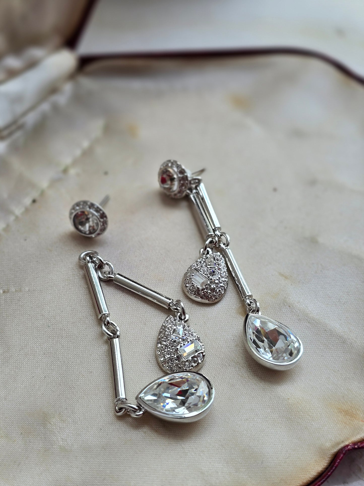 Sidabro spalvos Swarovski auskarai 2in1