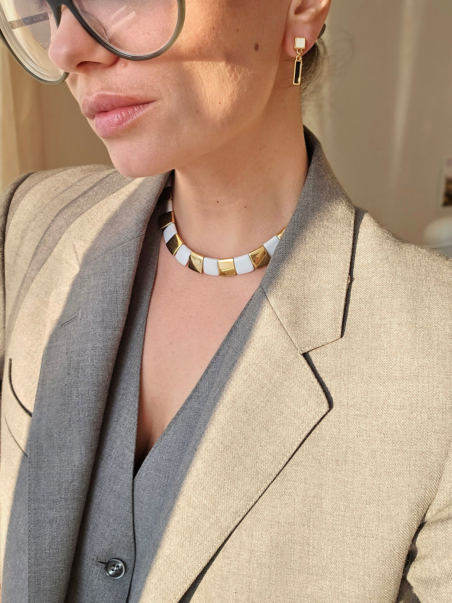 Vintažiniai MONET klipsai su emale