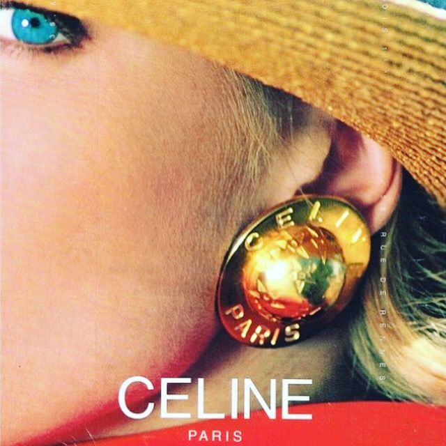 CELINE 1988 "Globe" vintage gold-tone clip-on earrings
