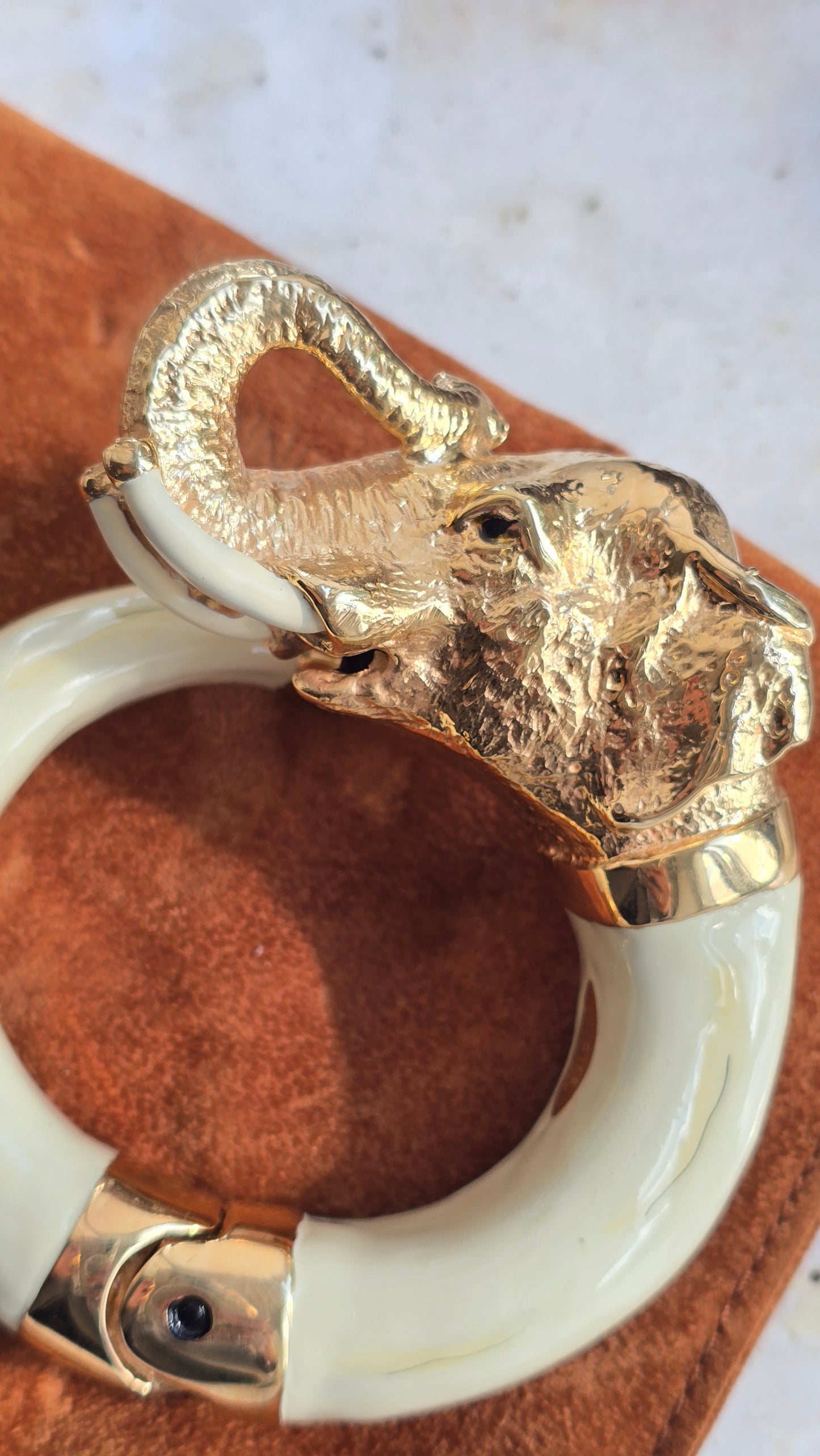 Annibale Baldini gold-plated ivory-colored elephant bracelet
