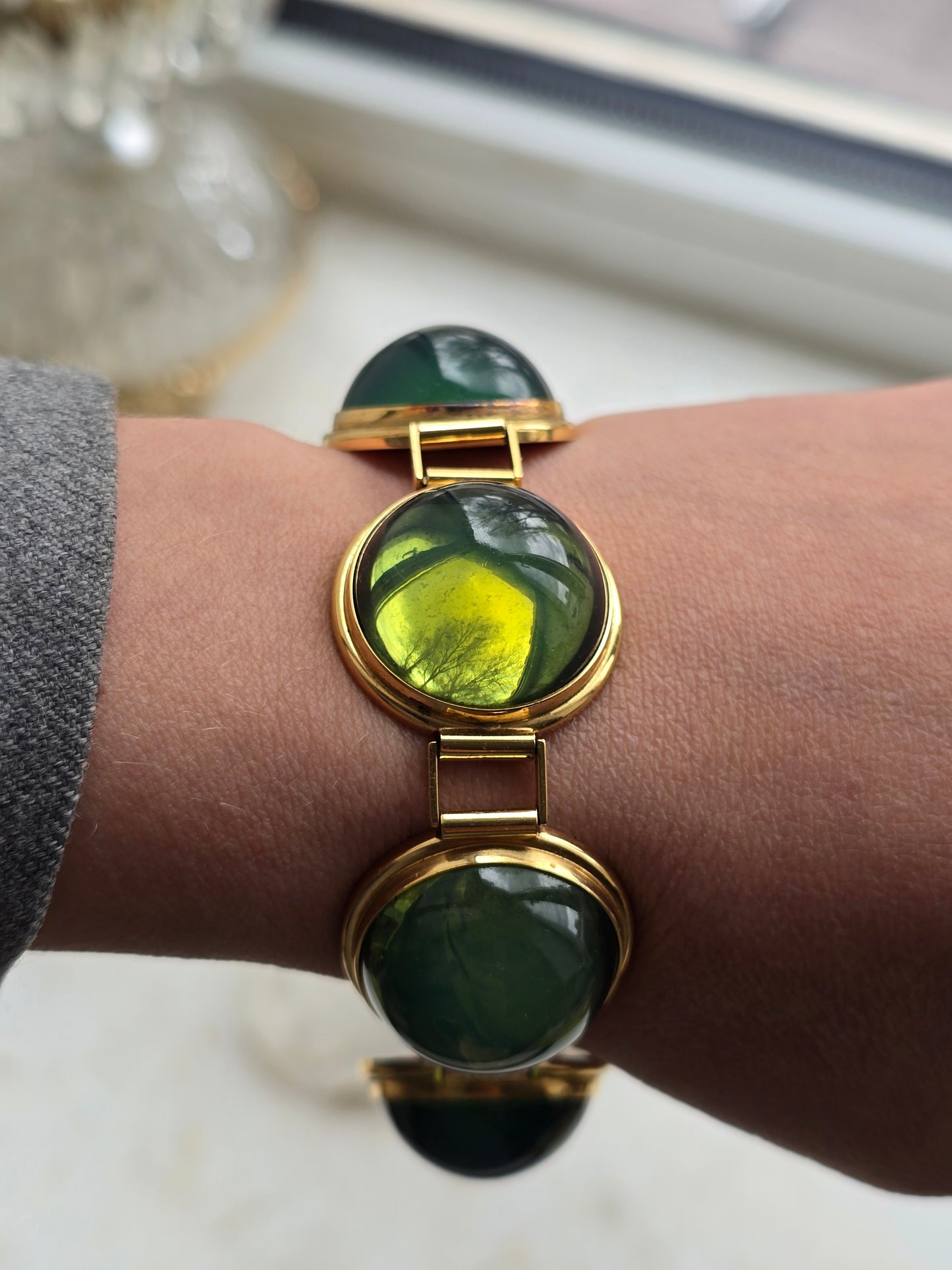 Vintažinė LALIQUE stiklo apyrankė originalioje dėžutėje