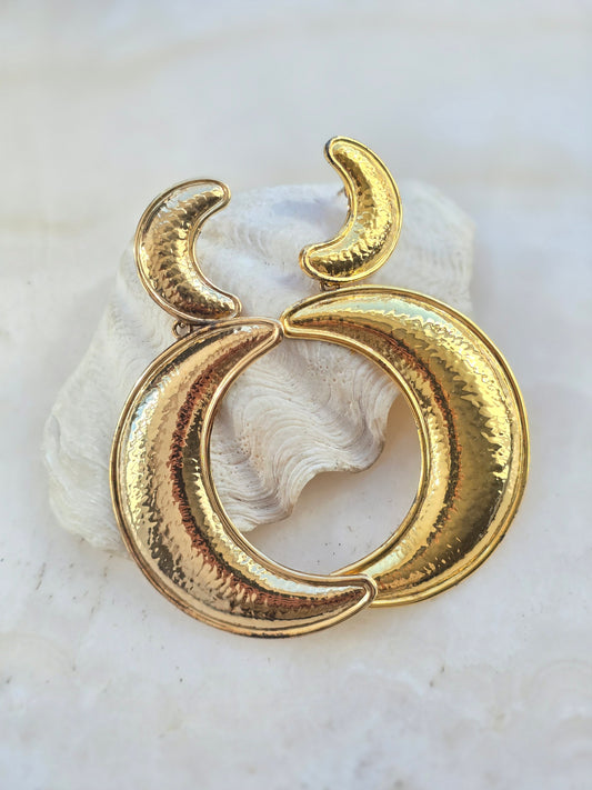 Vintažiniai sidabriniai(925) paauksuoti auskarai mėnuliai