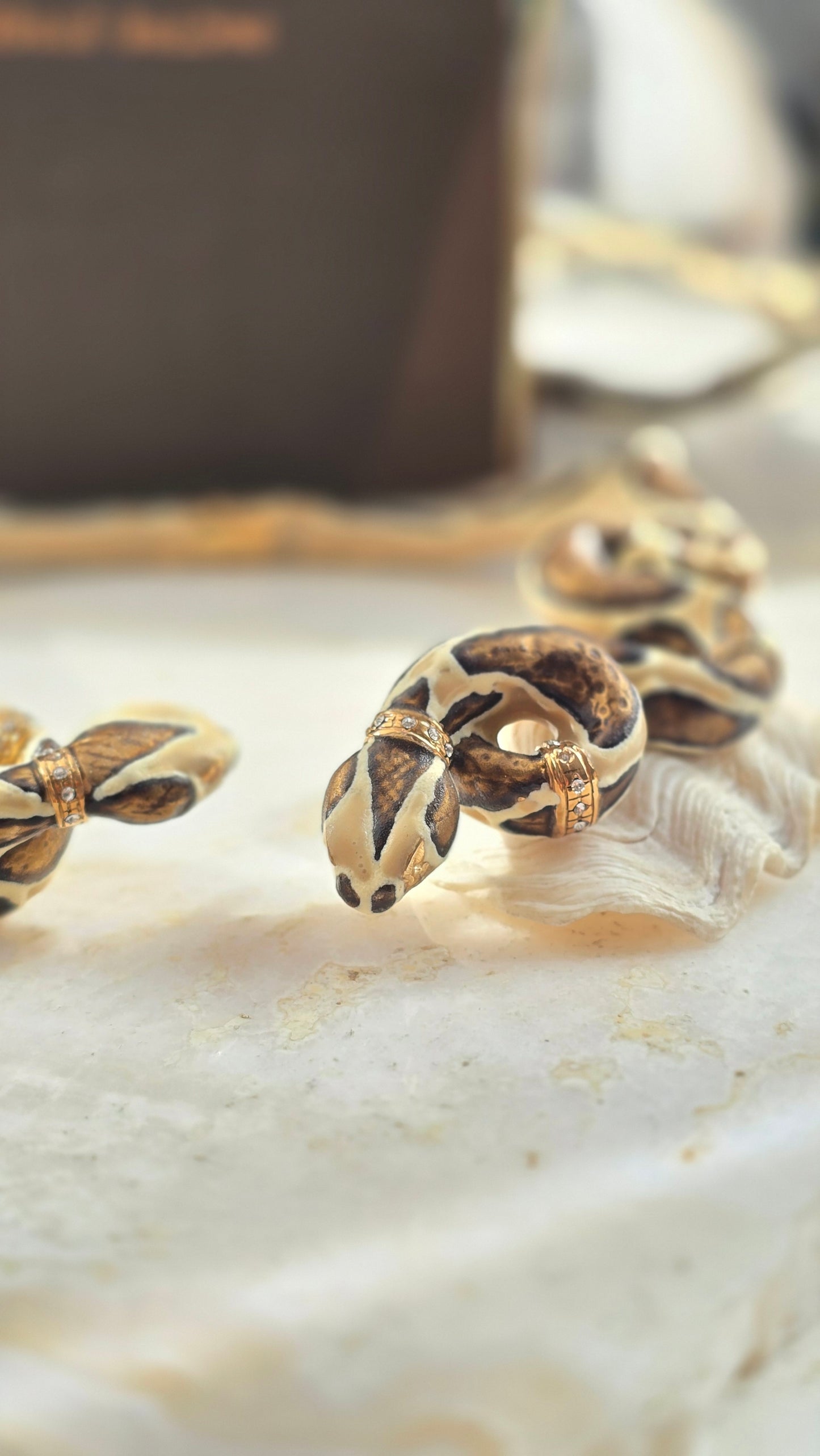 Annibale Baldini gold-plated python-pattern necklace with Swarovski crystals