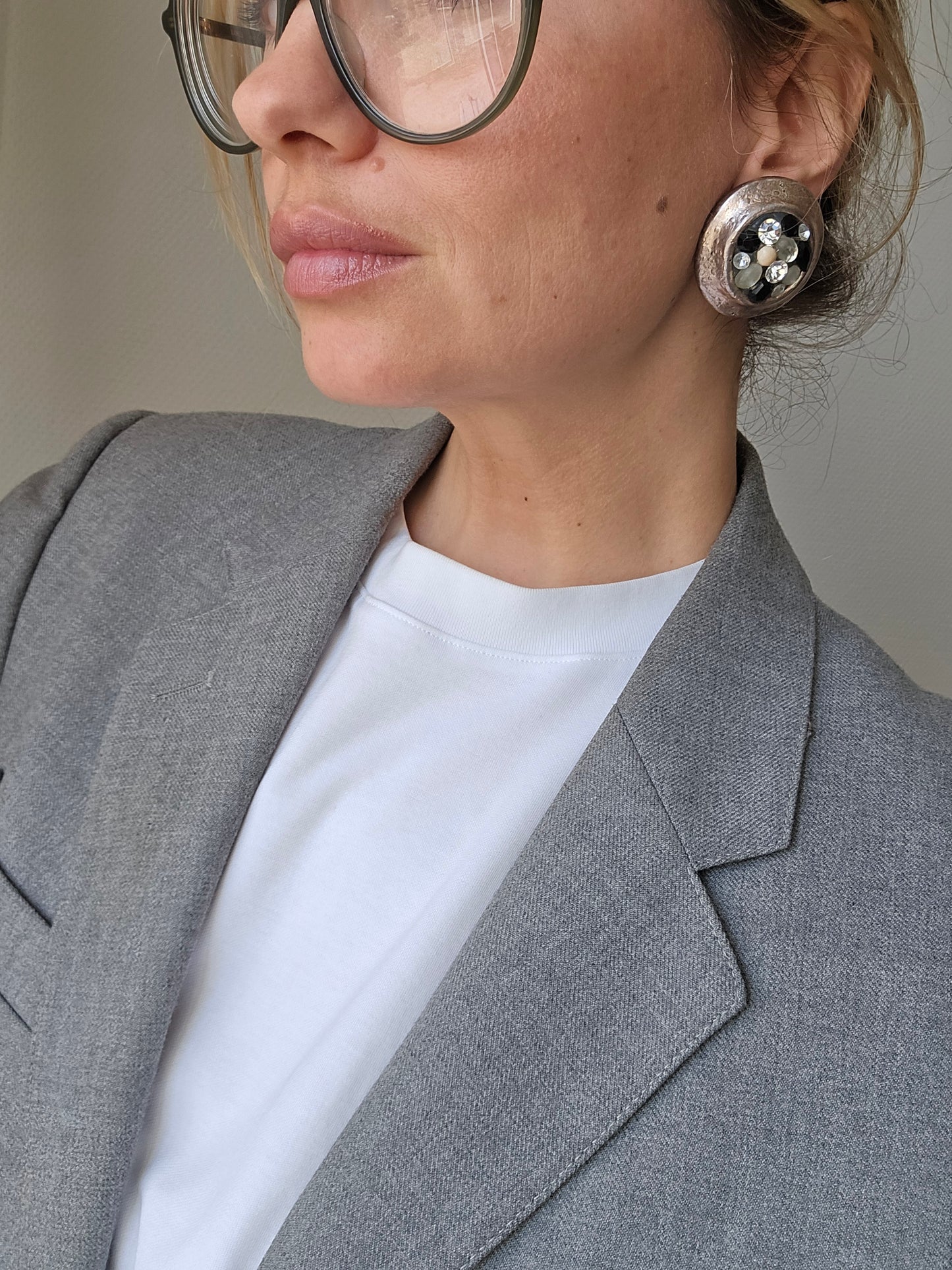 Vintažiniai JACKIE DE G sidabro spalvos klipsai