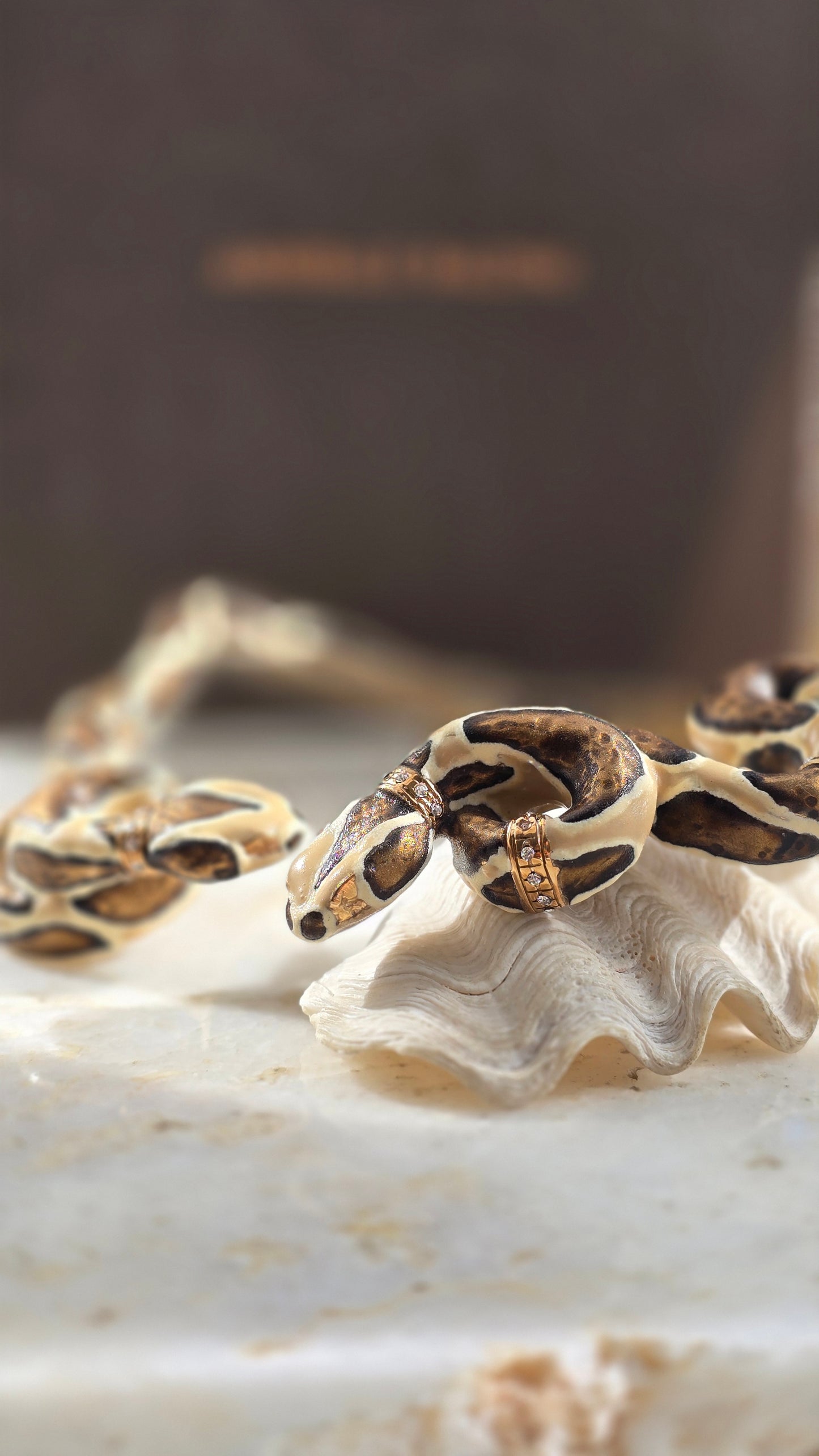 Annibale Baldini gold-plated python-pattern necklace with Swarovski crystals