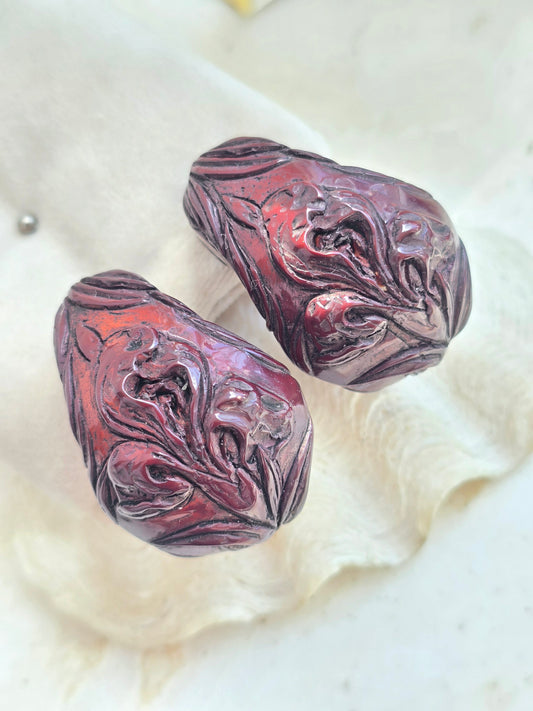 Vintažiniai autoriniai CHANTAL DE KEROUARTZ klipsai orchidėjos