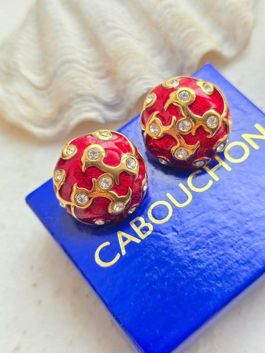 Vintažiniai CABOUCHON klipsai originalioje dėžutėje