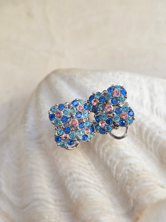 Sidabro spalvos auksarai su stiklo kristalais