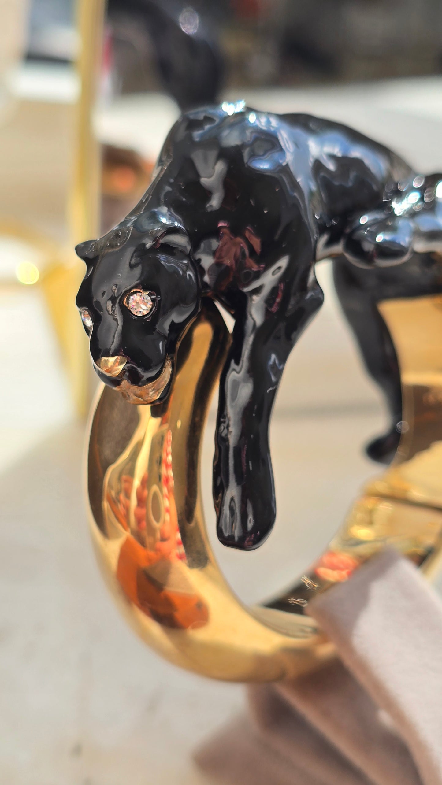 Annibale Baldini Gilded Black Leopard Bracelet